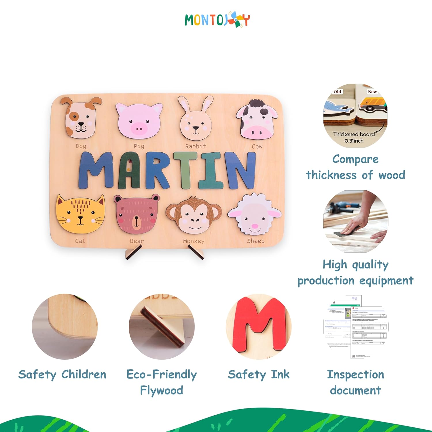 Personalized Name Puzzle for Toddlers - Custom Animal Design