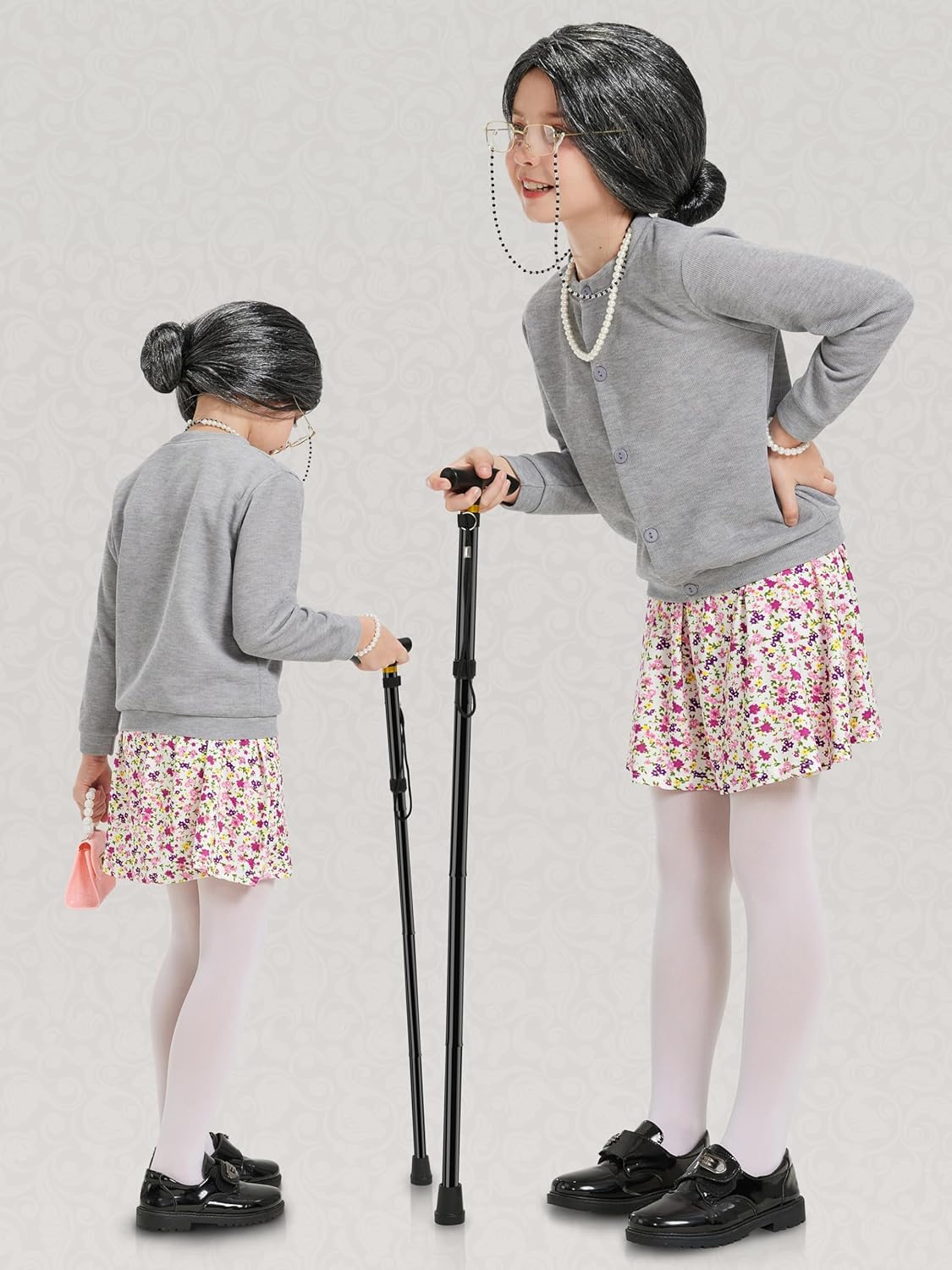 Gnodio Old Lady Costume for Kids 100 Days School