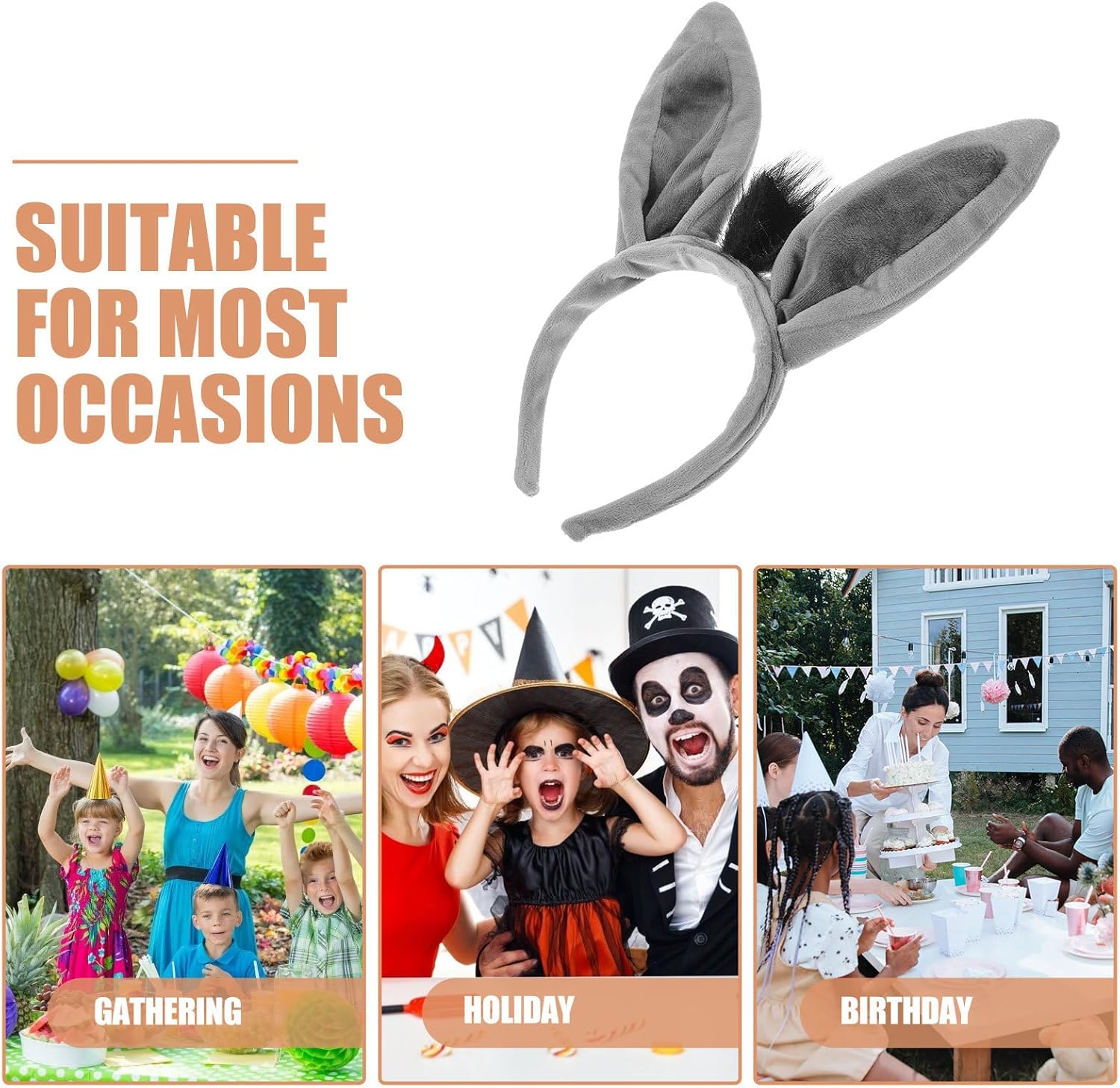 Vaguelly Donkey Ears Headband Costume Prop 1