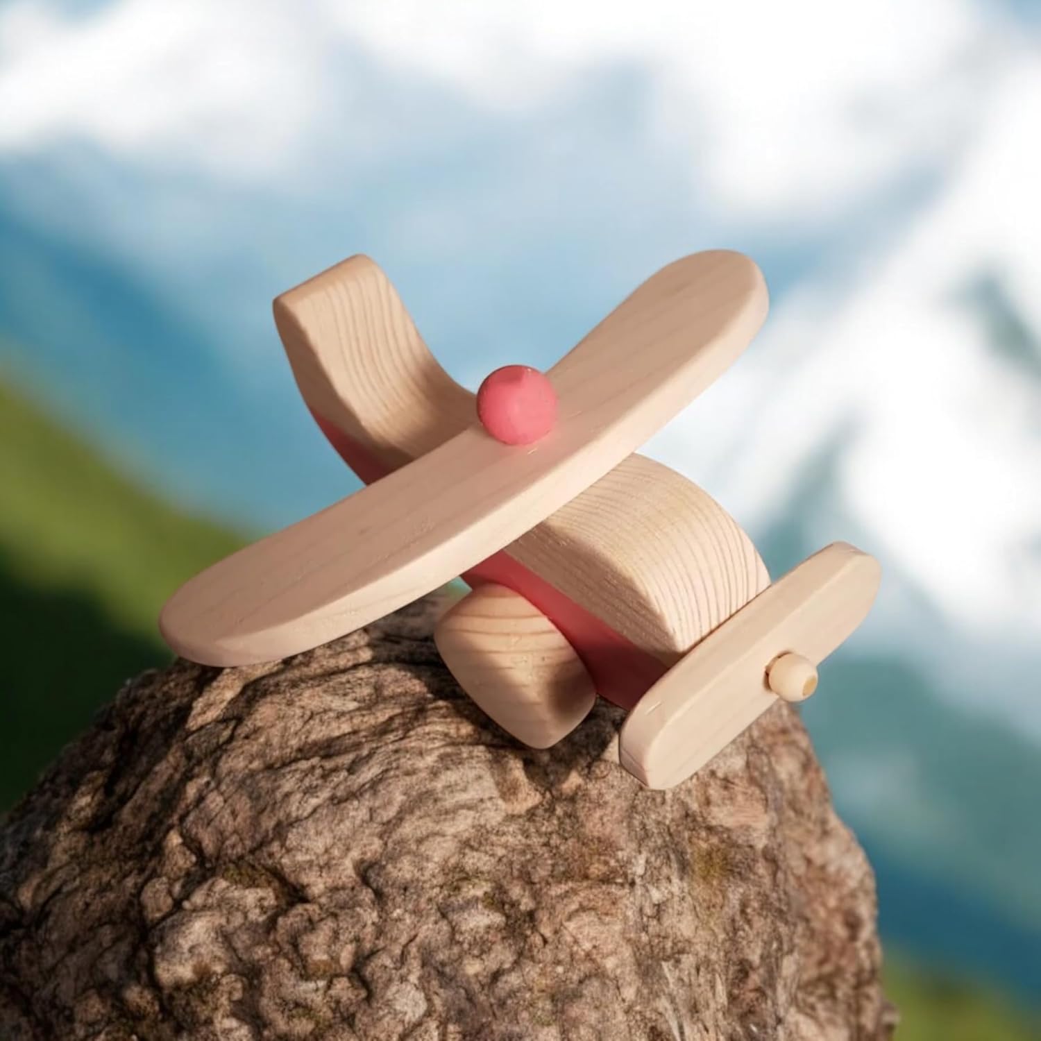 Wooden Airplane Toy for Toddlers Safe and Handmade