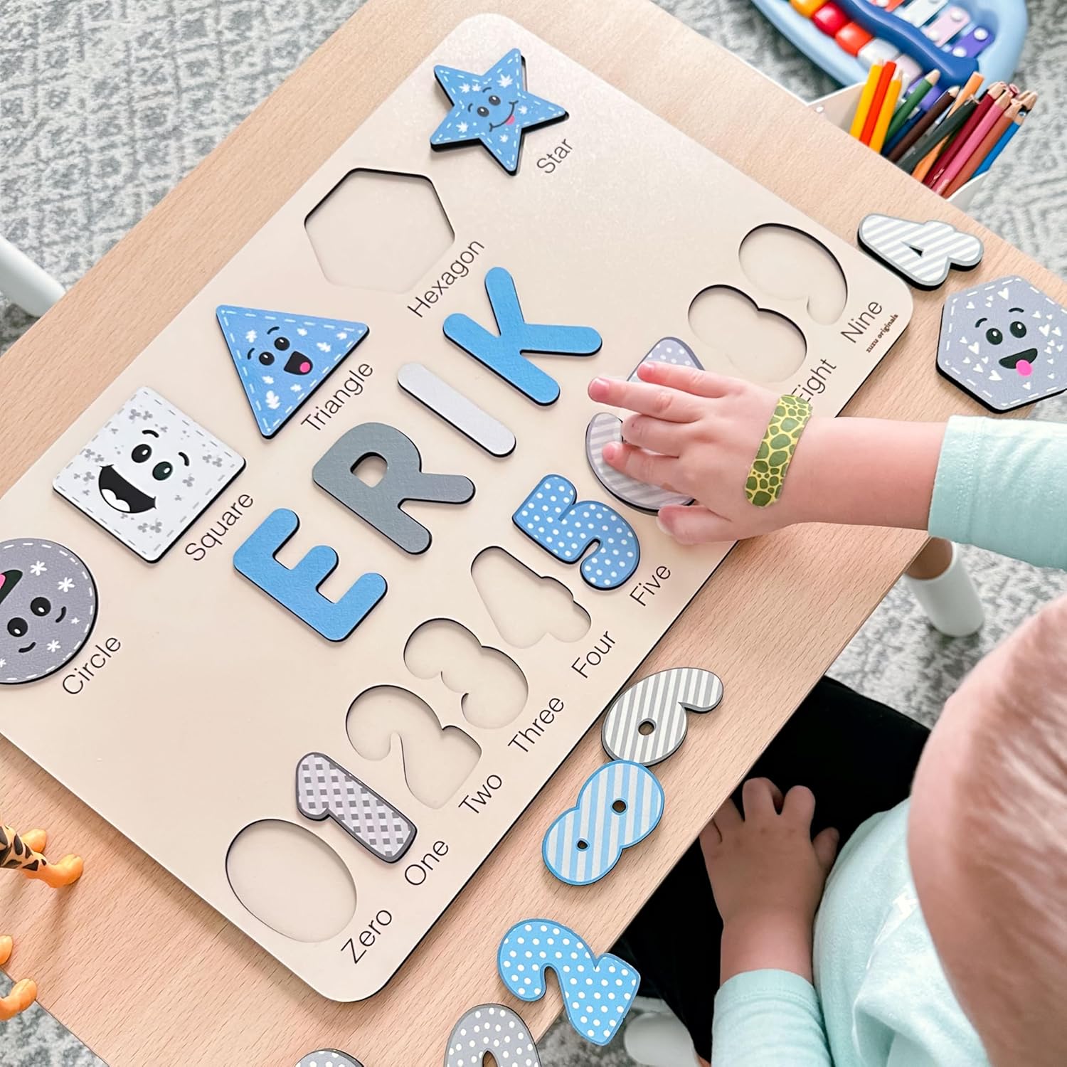 Zuzu Puzzle Personalized Name Wooden Toy for Toddlers