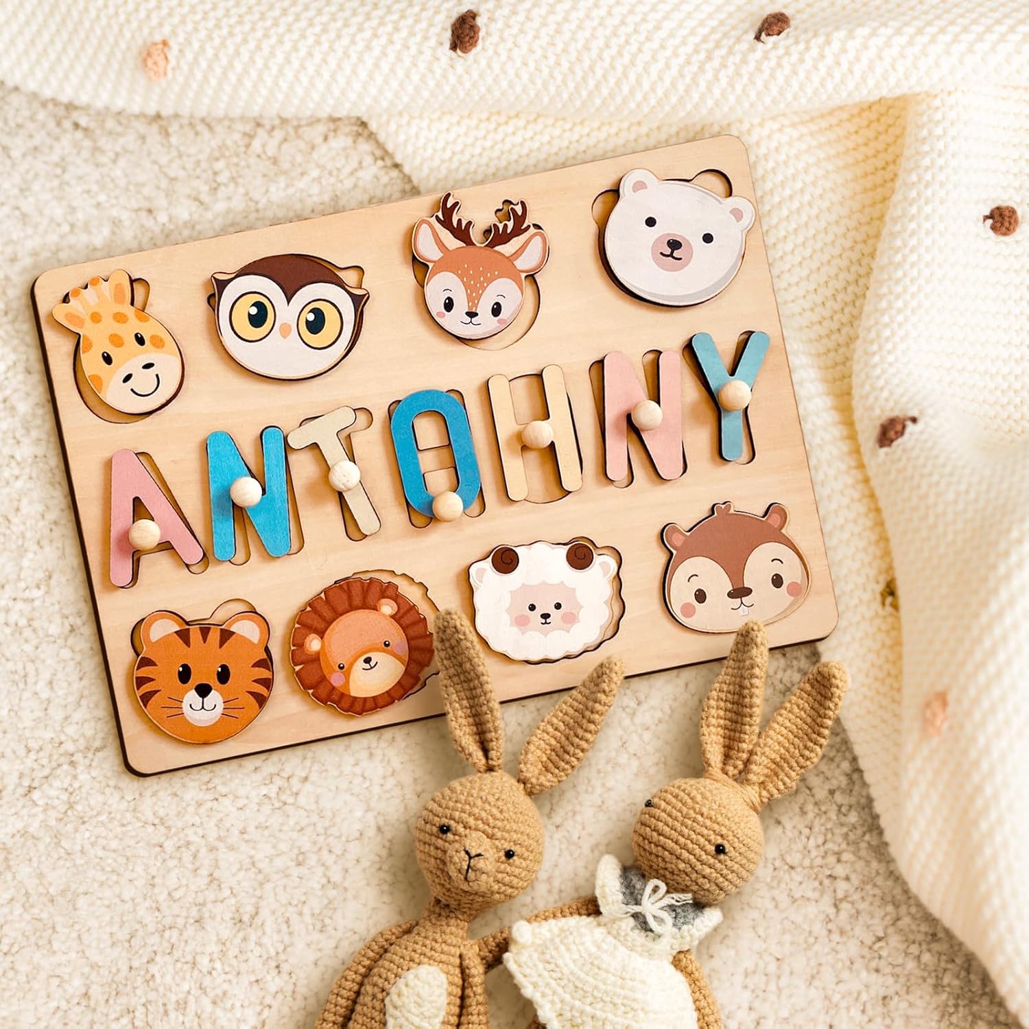 Customizedbee Personalized Wooden Name Puzzle for Toddlers 1-3
