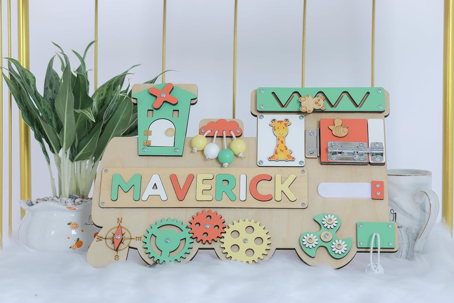Customized Name Puzzle for Toddlers Montessori Wooden Busy Board