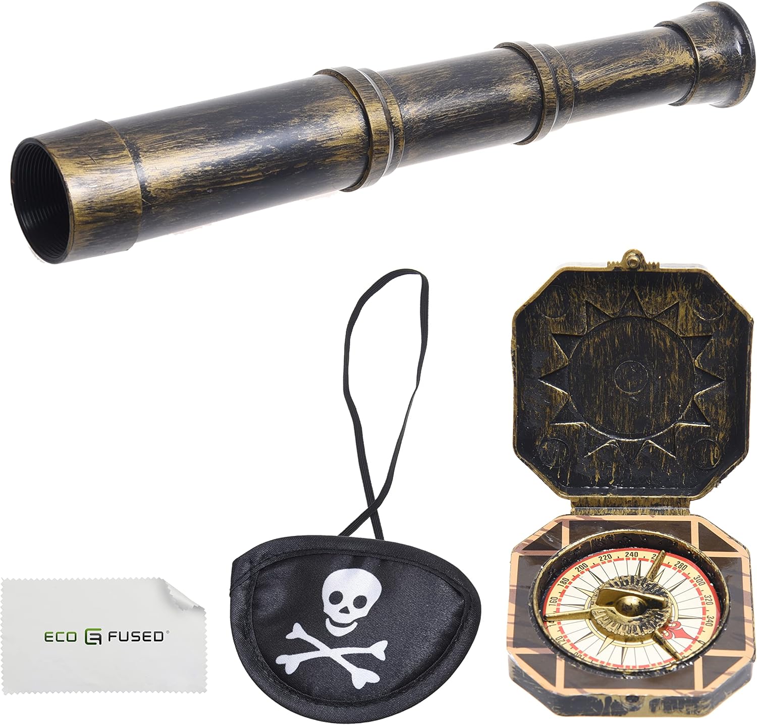 Eco-Fused Pirate Themed Telescope Compass Prop Set