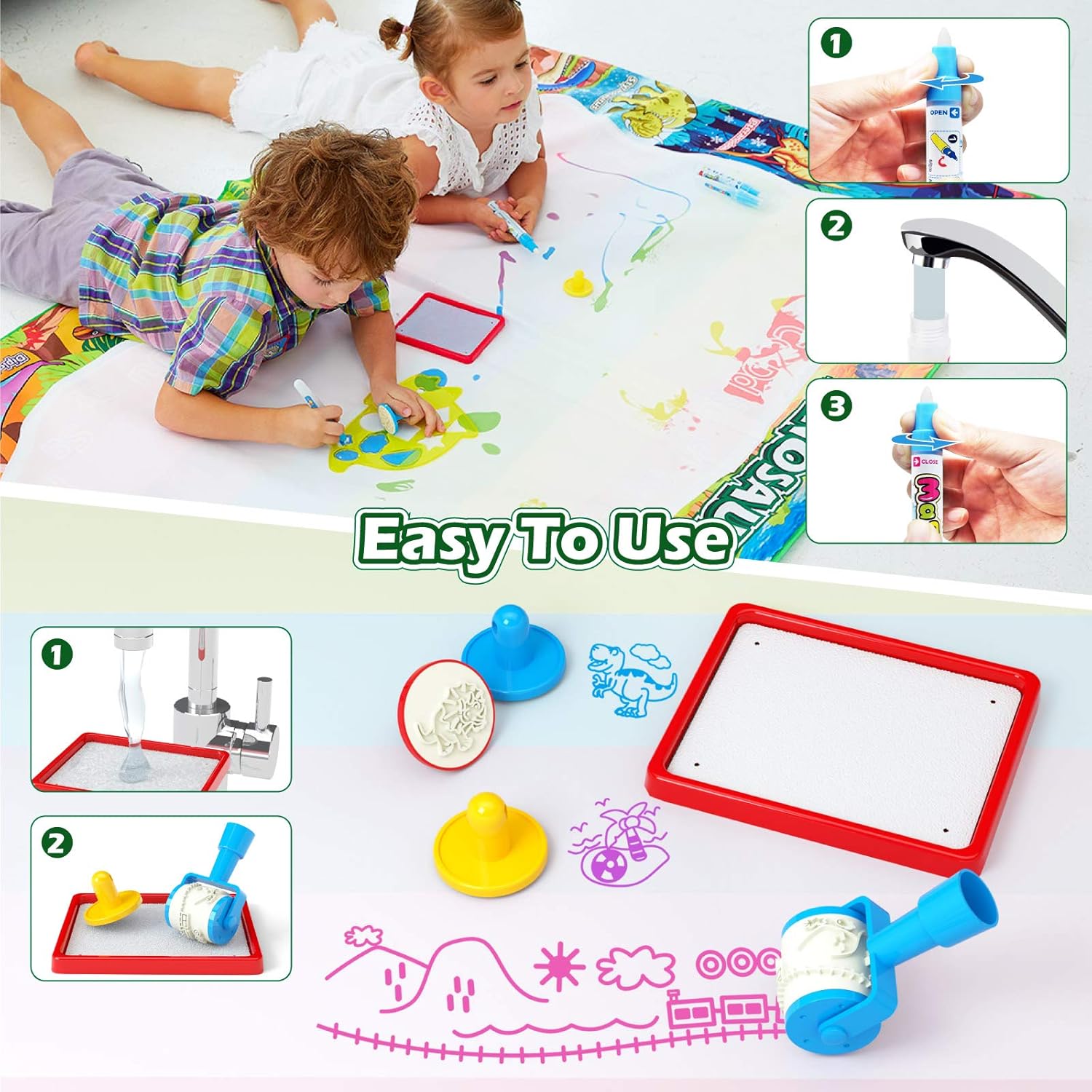 Jasonwell Dinosaur Water Doodle Mat 60x40 Inches