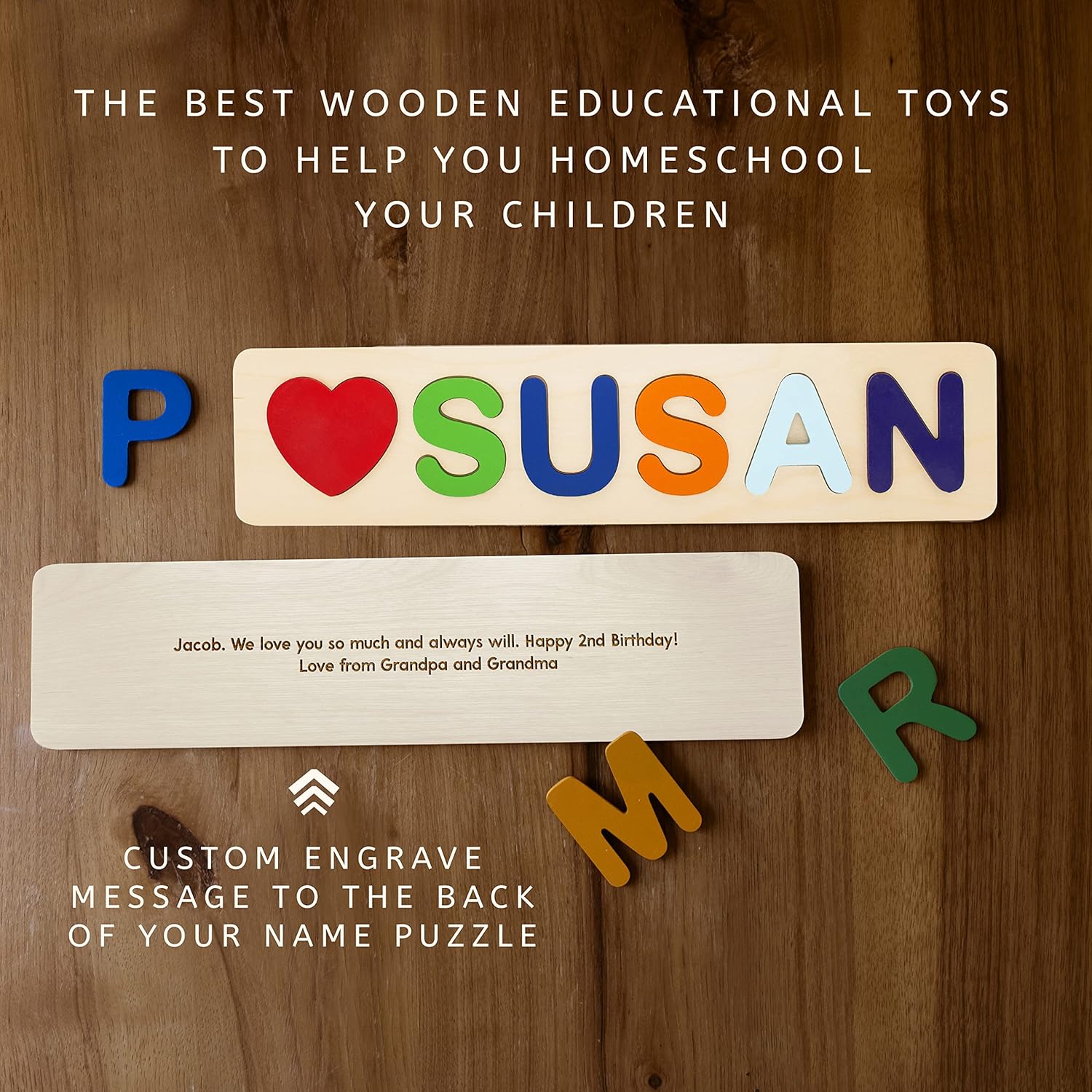 Personalized Wooden Name Puzzles for Toddlers 1-3 Years 1