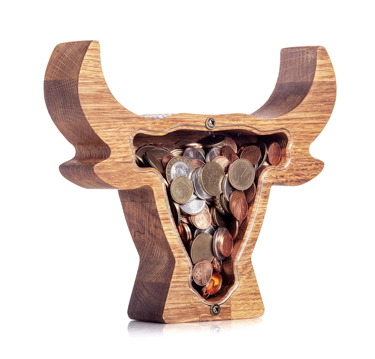 Bull Wooden Piggy Bank Montessori Waldorf Toy 2 Sizes