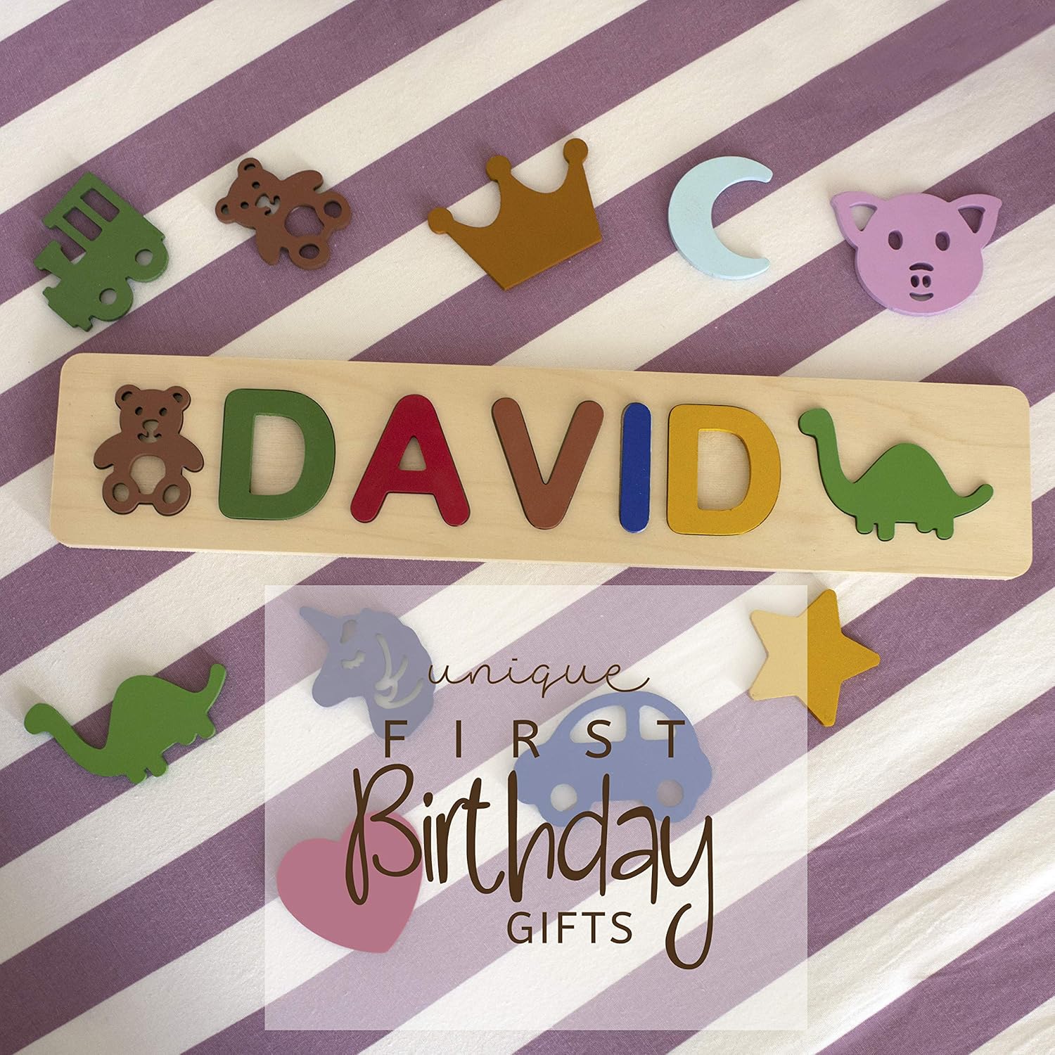 Personalized Wooden Name Puzzles for Toddlers 1-3 Years 1