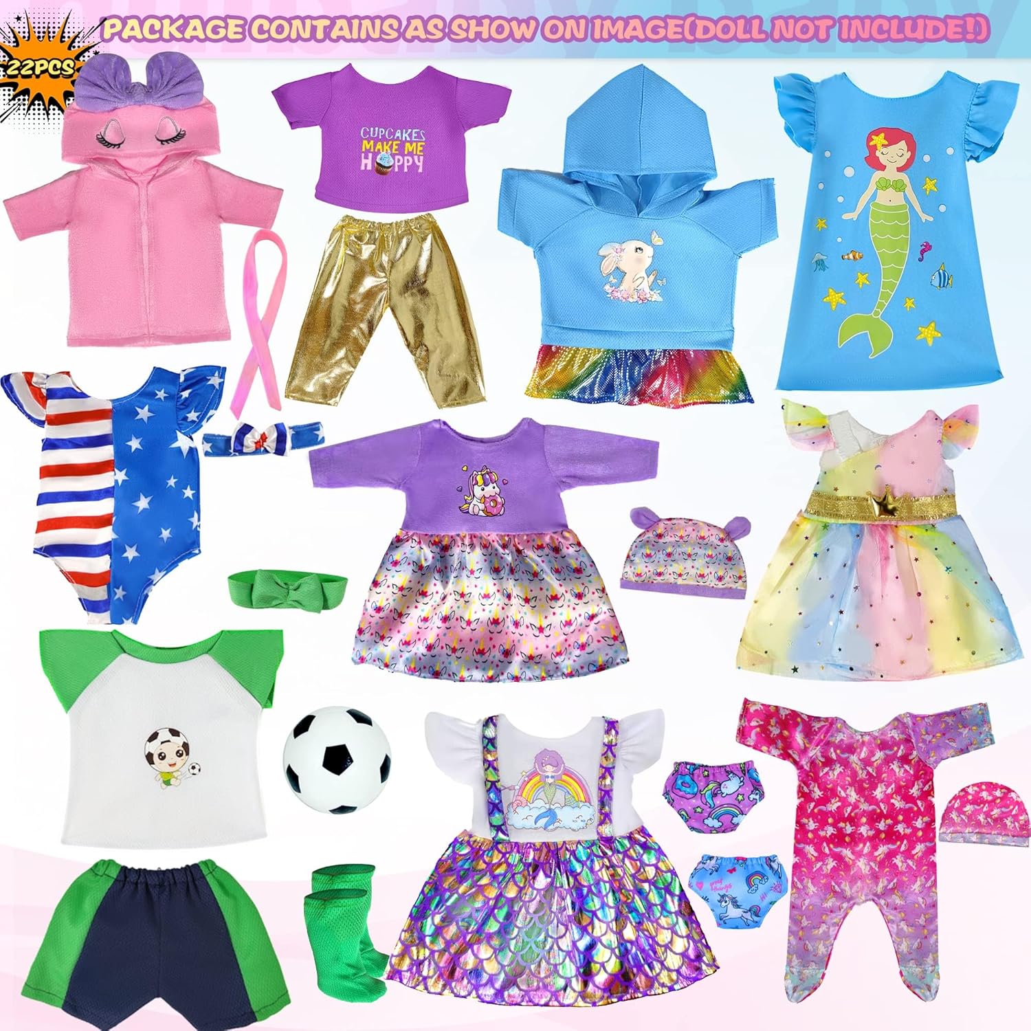 WONDOLL 12 Sets 14-16 Inch Baby Doll Clothes Outfits