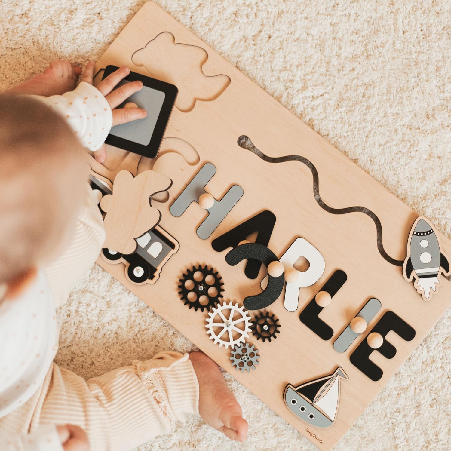 Busy Board For Toddler Girl Educational Wooden Toy