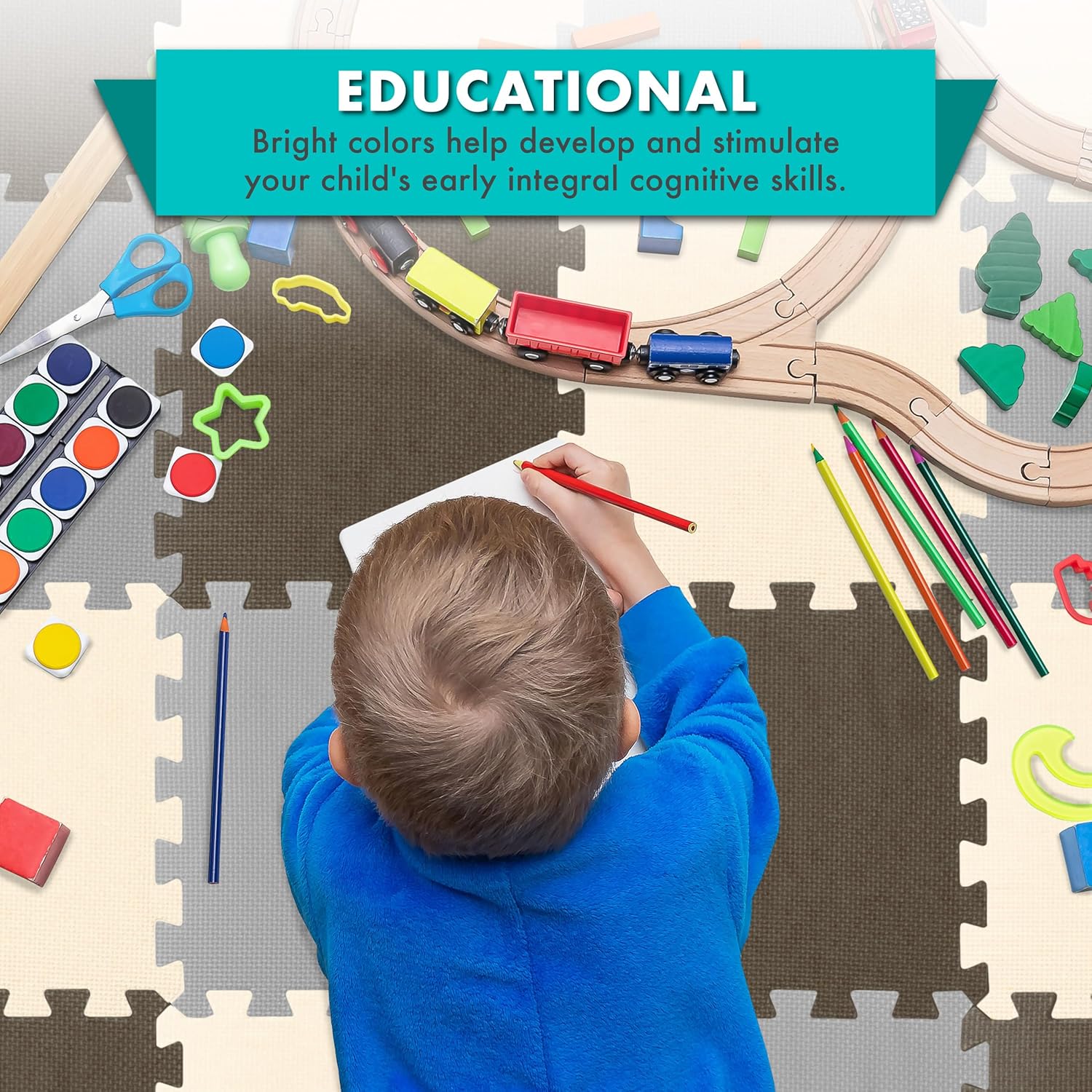 ProSource Foam Puzzle Floor Play Mat for Kids