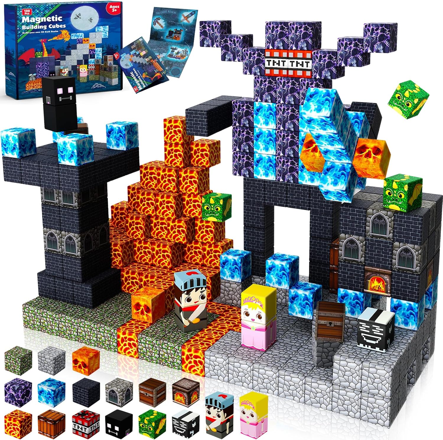 Magnetic Blocks - 100PCS Dark Mechanical Guardian Castle Building Set