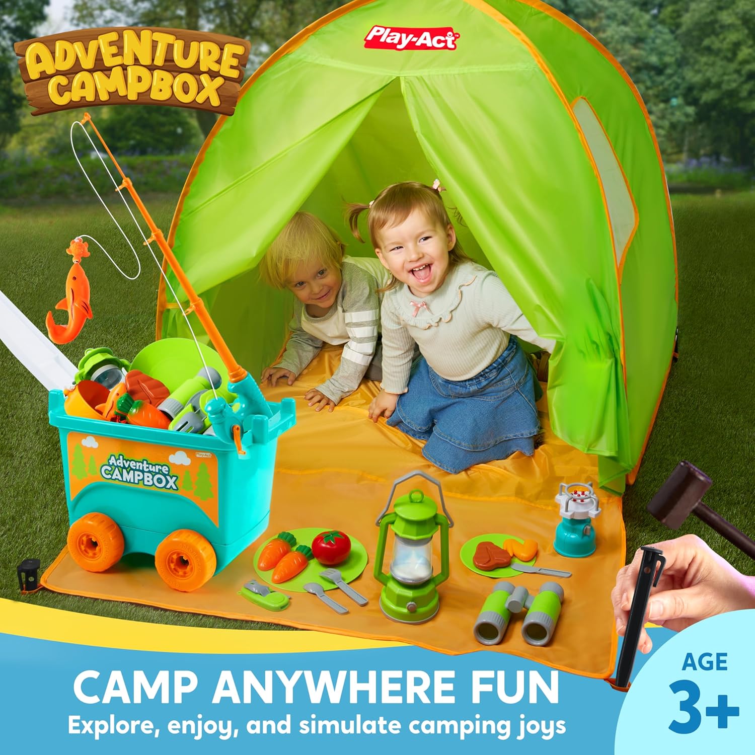 Kids Camping Set with Tent and Cart for Outdoor Play