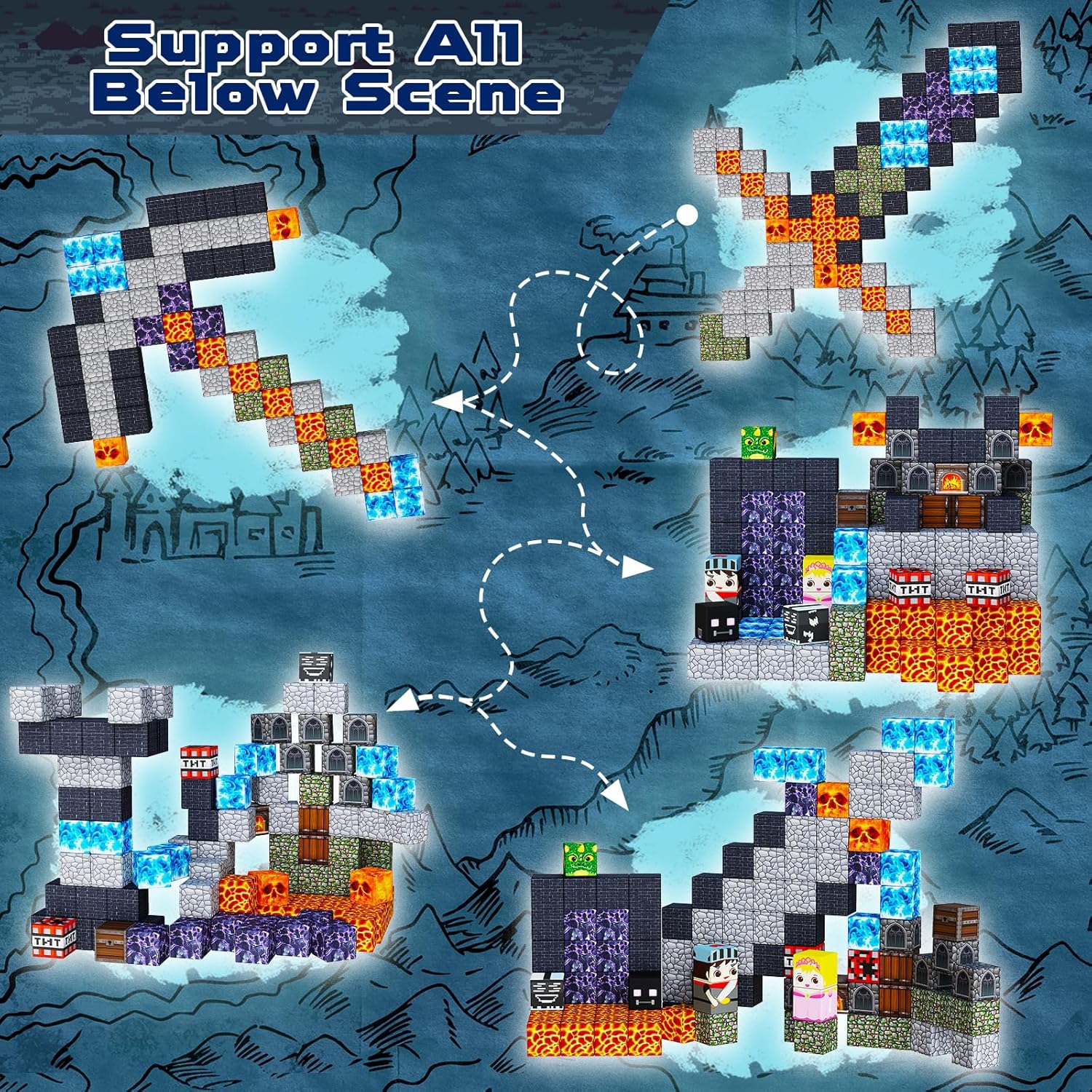 Magnetic Blocks - 100PCS Dark Mechanical Guardian Castle Building Set