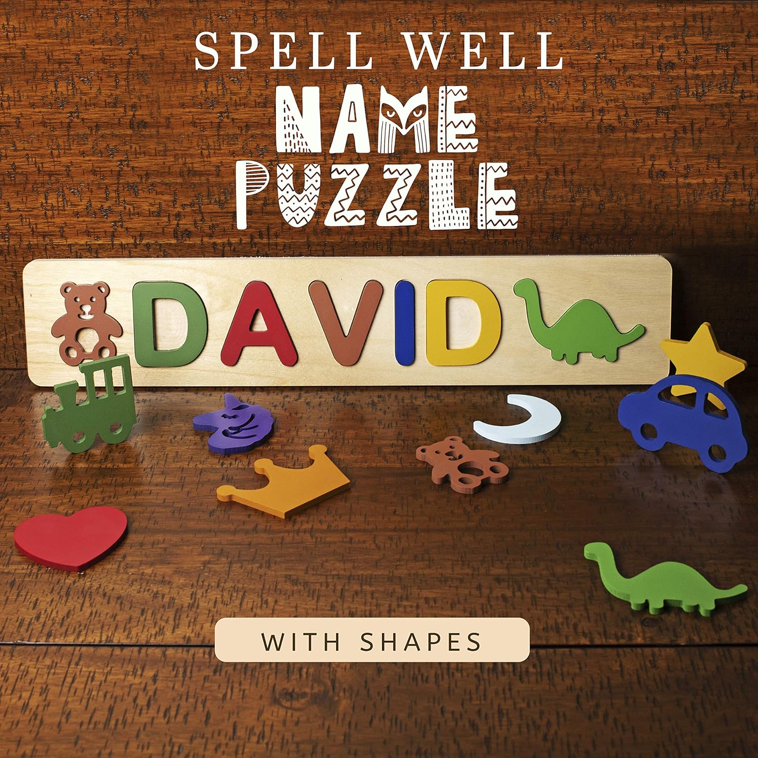 Personalized Wooden Name Puzzles for Toddlers 1-3 Years 1