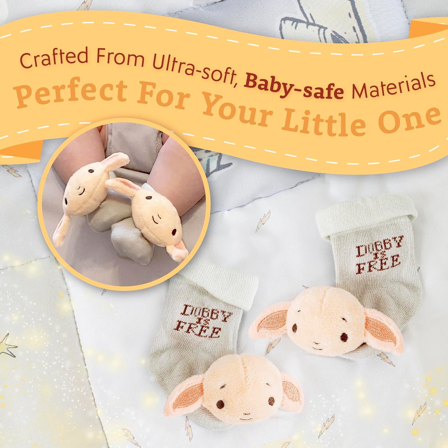 Kids Preferred Harry Potter Dobby Socks with Rattle