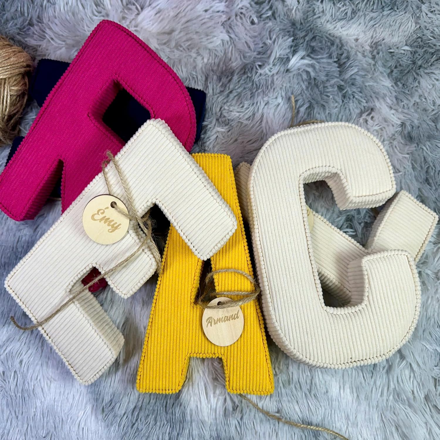 Corduroy Letters Wooden Sign for Kids and Baby