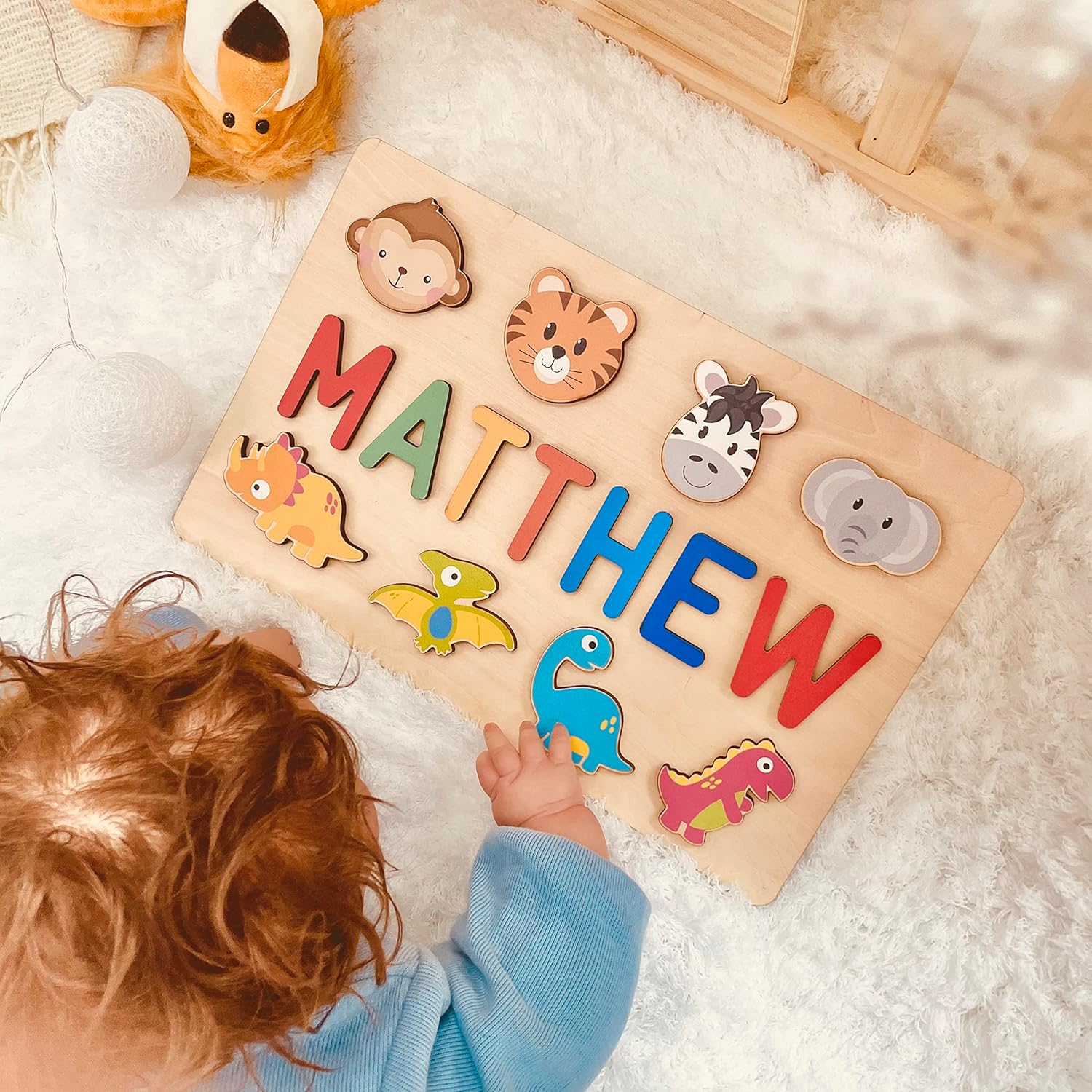 Personalized Name Puzzle for Kids - 1-3 Year Old Wooden Toy