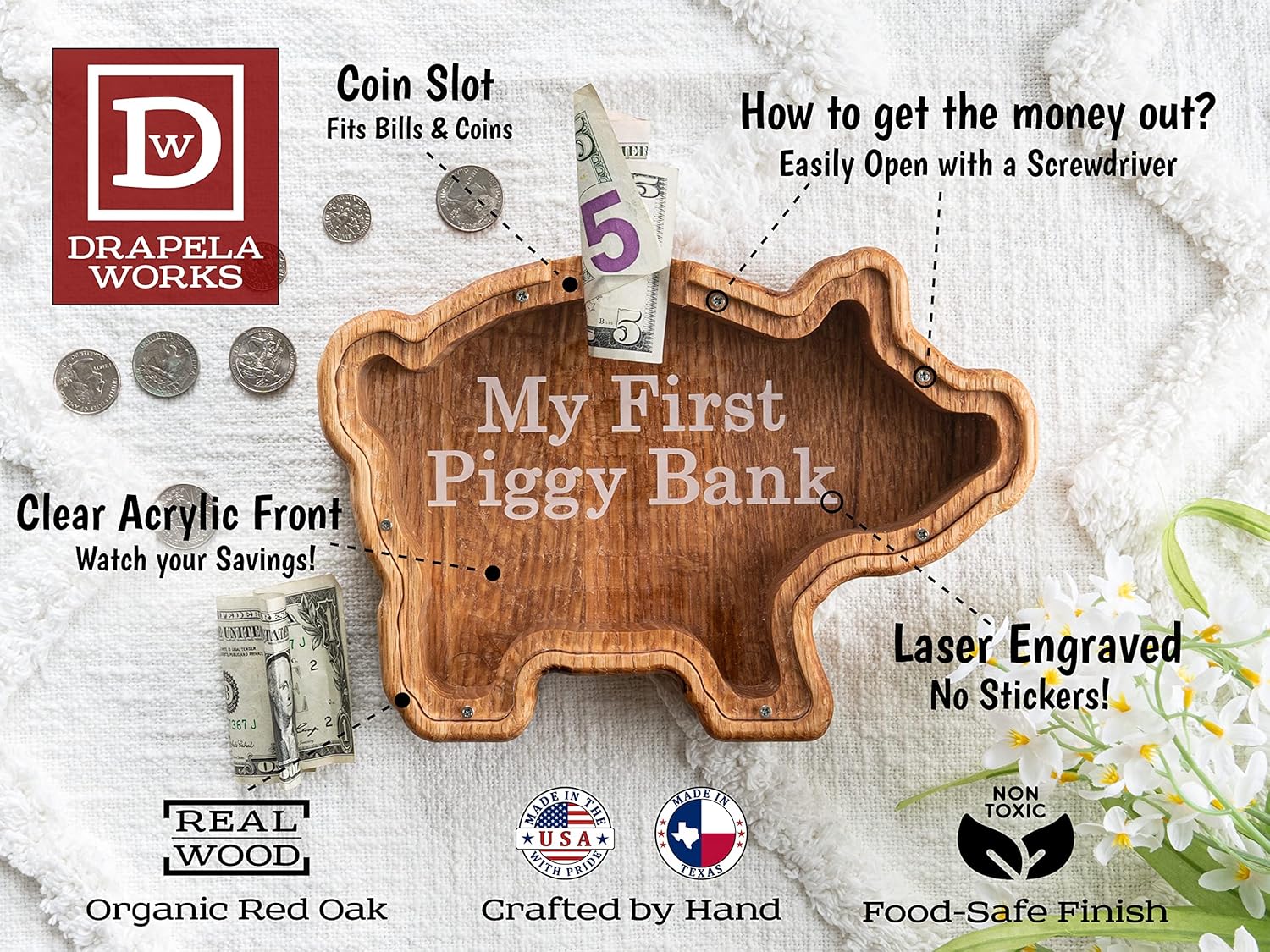 Drapela Works Barn Piggy Bank USA Made Personalized 1