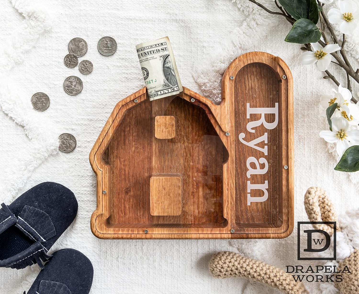 Drapela Works Barn Piggy Bank USA Made Personalized 1