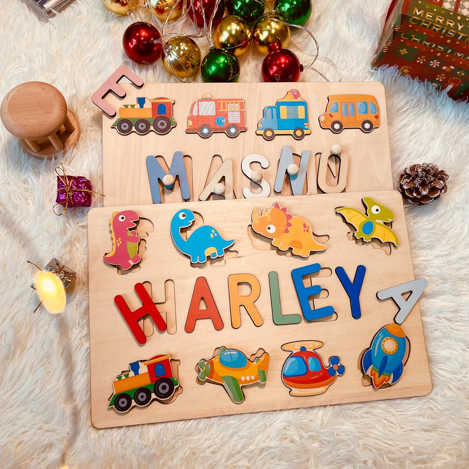 Personalized Wooden Name Puzzle for Toddlers 1-3 1