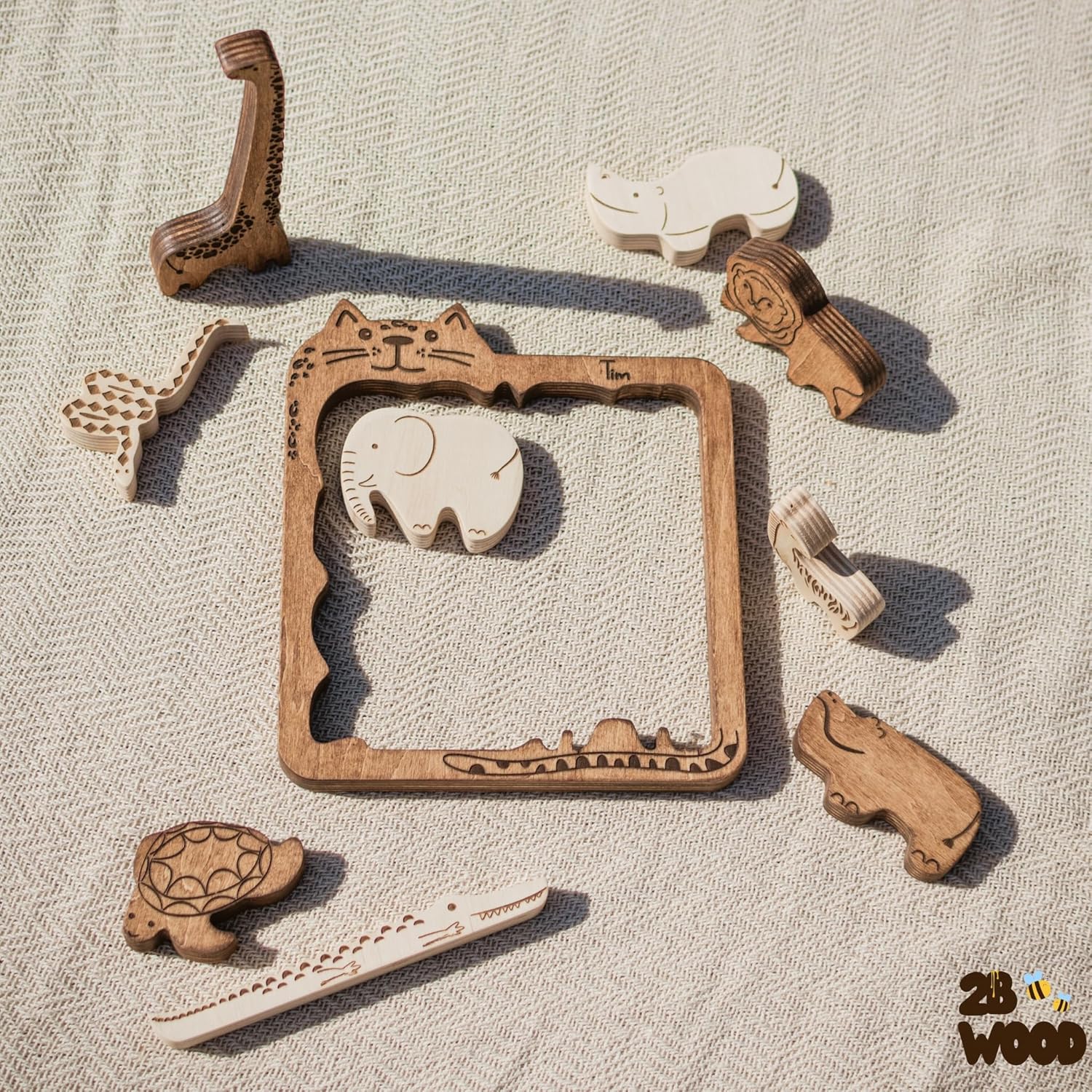 Handmade Wooden Animal Puzzle for Toddlers 3-5