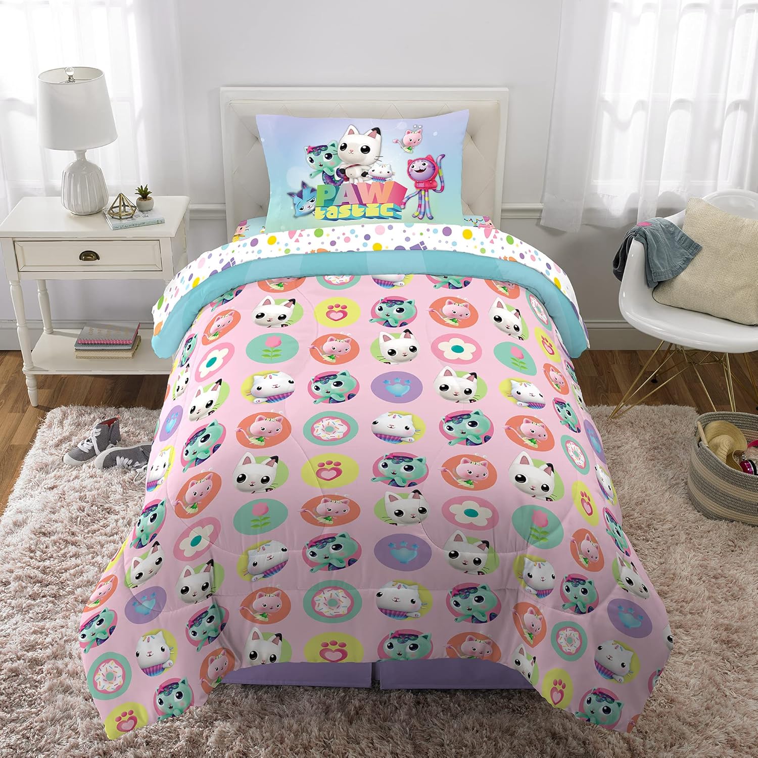 Franco DreamWorks Gabbys Dollhouse 4-Piece Twin Bedding Set