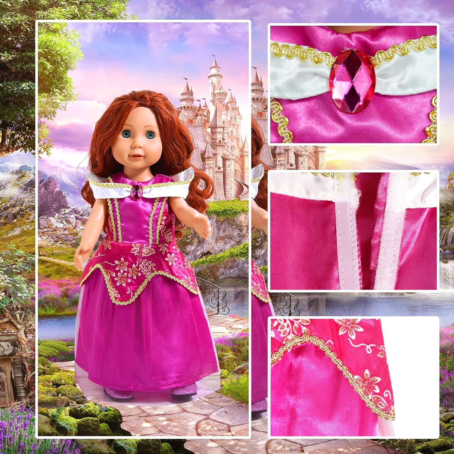 WONDOLL 18 Inch Princess Dress 6Pcs Costume Set