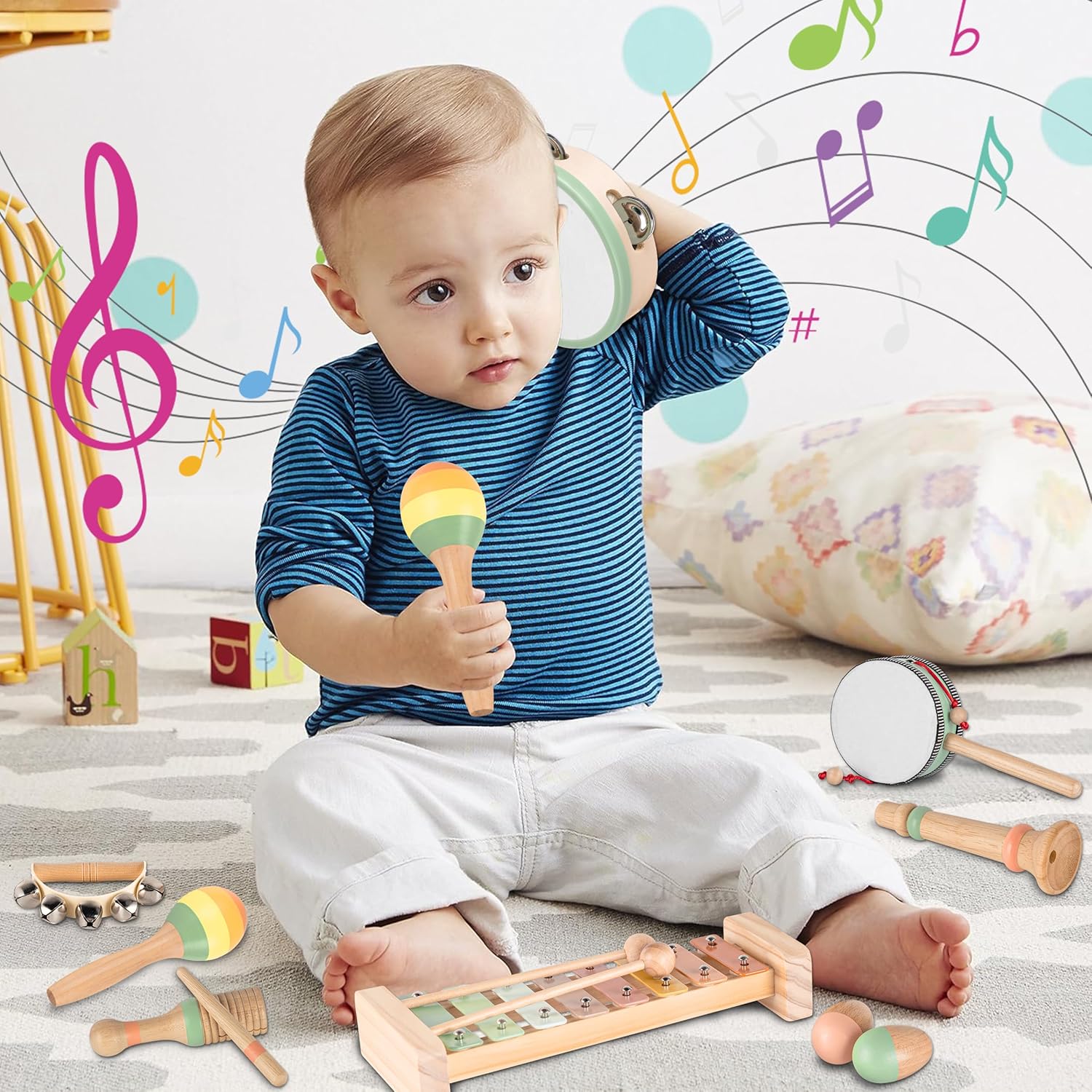 VINJOE Musical Instrument Set for Toddlers 1-3