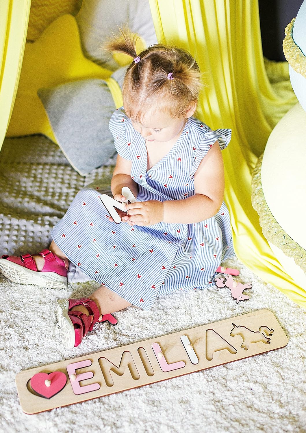 Custom Wooden Name Puzzle for Baby 1st Birthday Gift