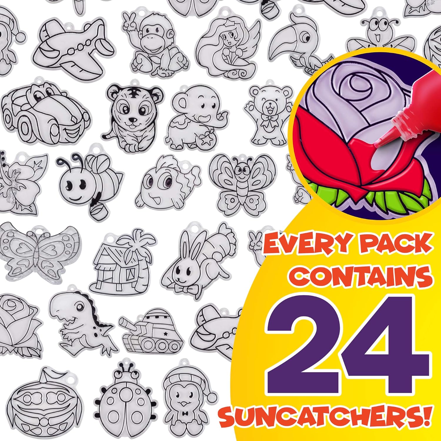 Creative Kids Window Paint Art Kit - 24 Suncatchers Set