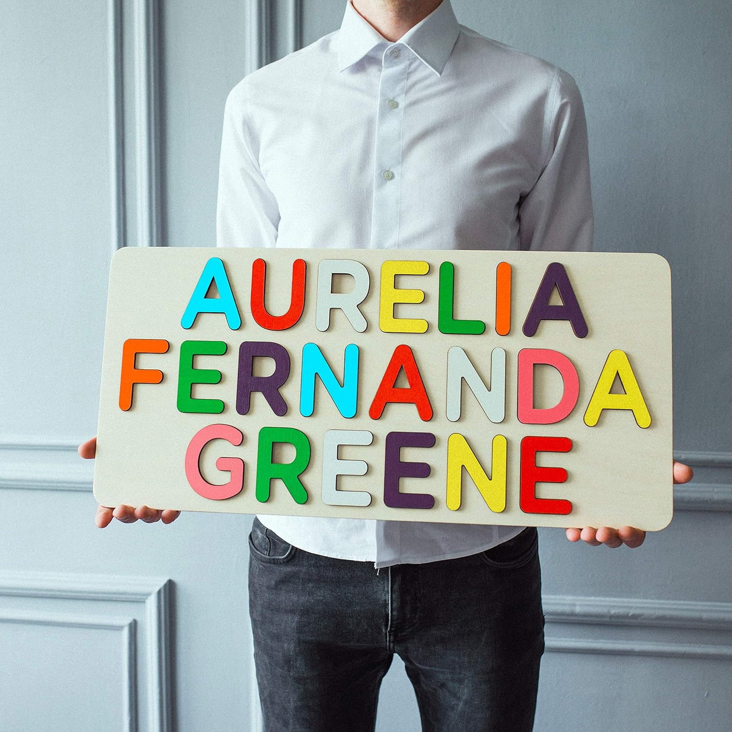 Wooden Three-Name Puzzle for Kids Personalized