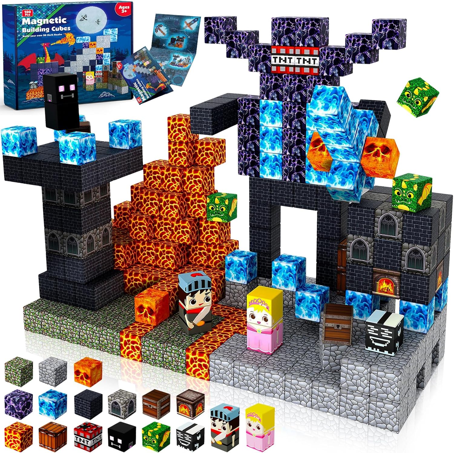 Magnetic Blocks - 100PCS Dark Mechanical Guardian Castle Building Set