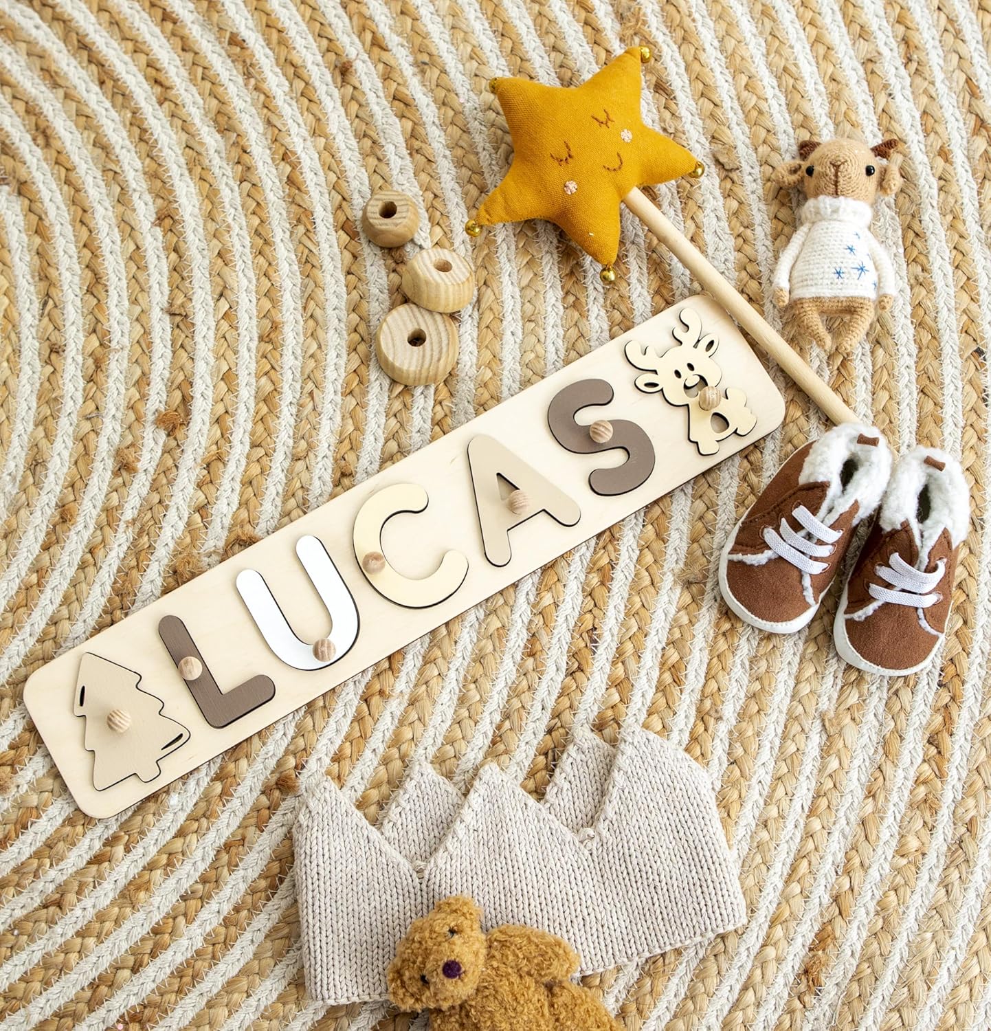 Custom Wooden Name Puzzle for Baby 1st Birthday Gift