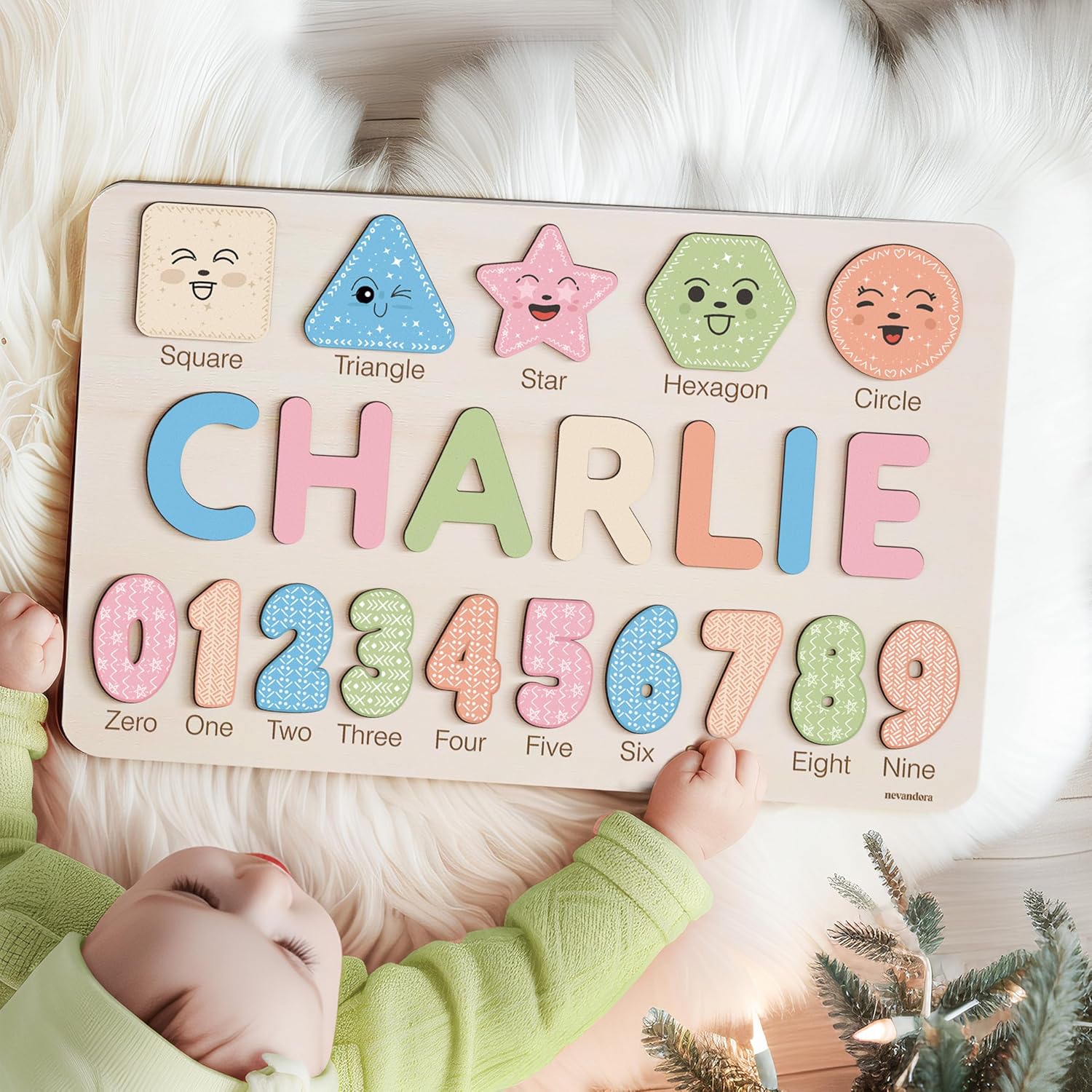 Personalized Wooden Name Puzzle for Baby Girls and Boys