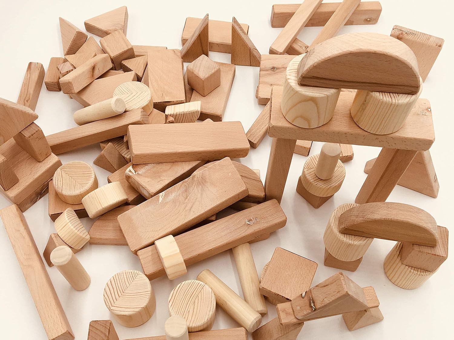 Wooden Building Blocks - 150 Pieces Handmade Set