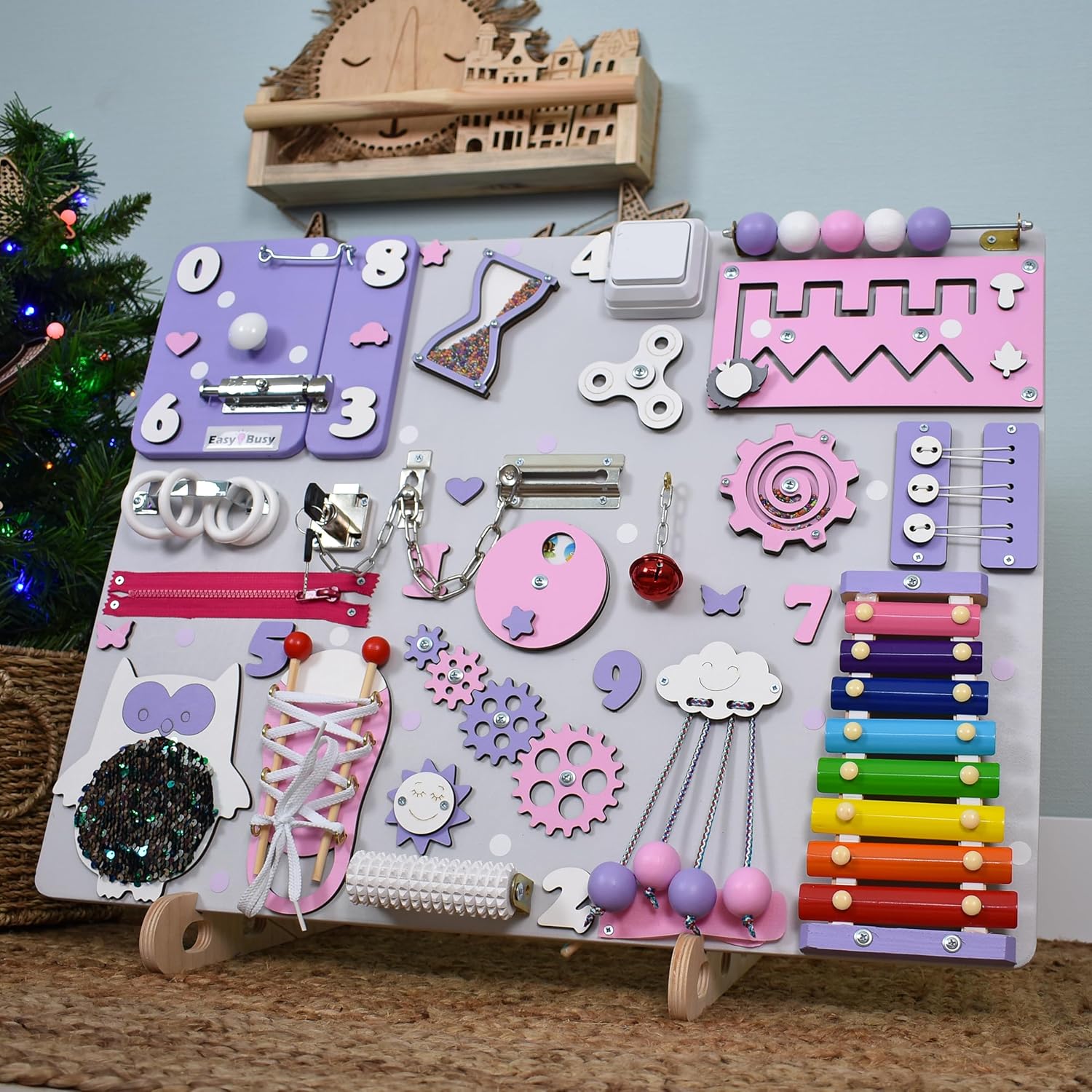 Wooden Stand for Busy Board Sensory Montessori Toys